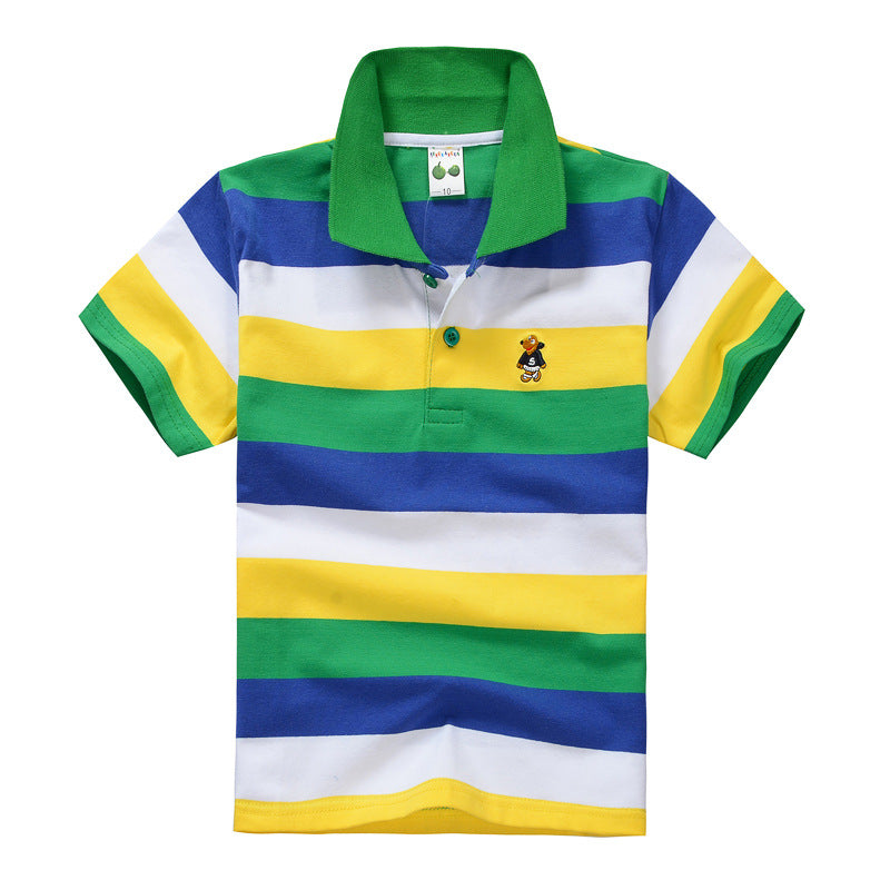Children's T-shirt Cotton Striped Lapel Polo Shirt