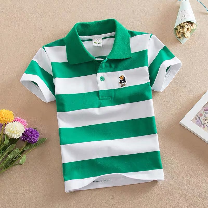 Children's T-shirt Cotton Striped Lapel Polo Shirt