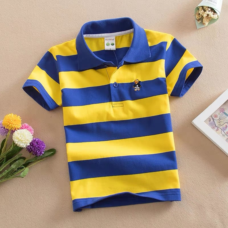 Children's T-shirt Cotton Striped Lapel Polo Shirt