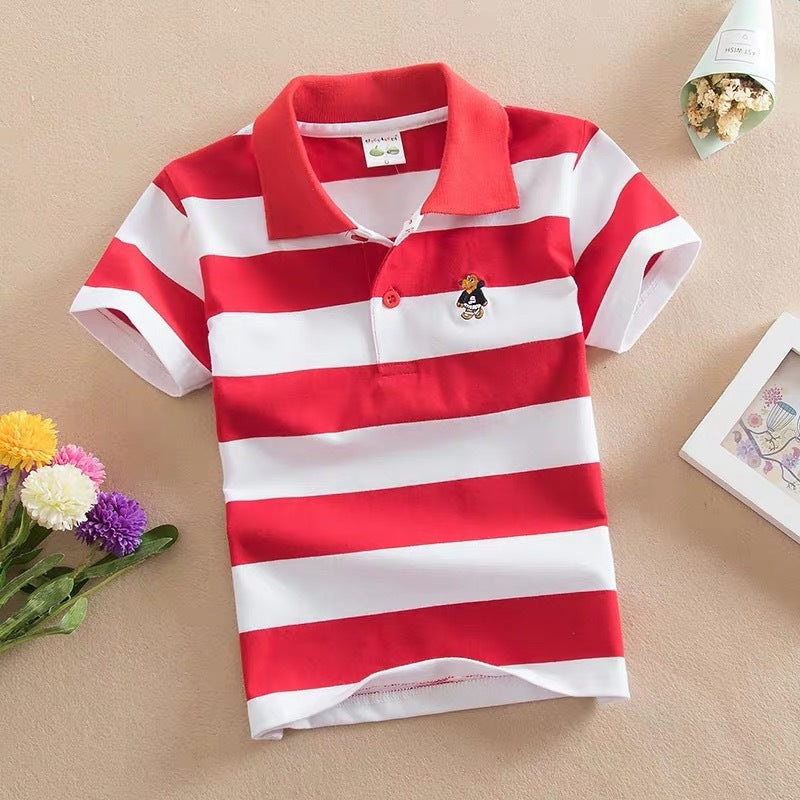 Children's T-shirt Cotton Striped Lapel Polo Shirt