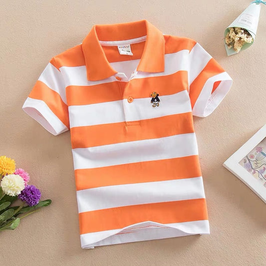 Children's T-shirt Cotton Striped Lapel Polo Shirt