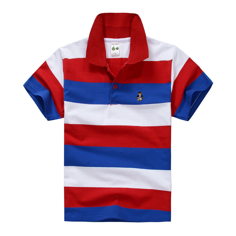 Children's T-shirt Cotton Striped Lapel Polo Shirt