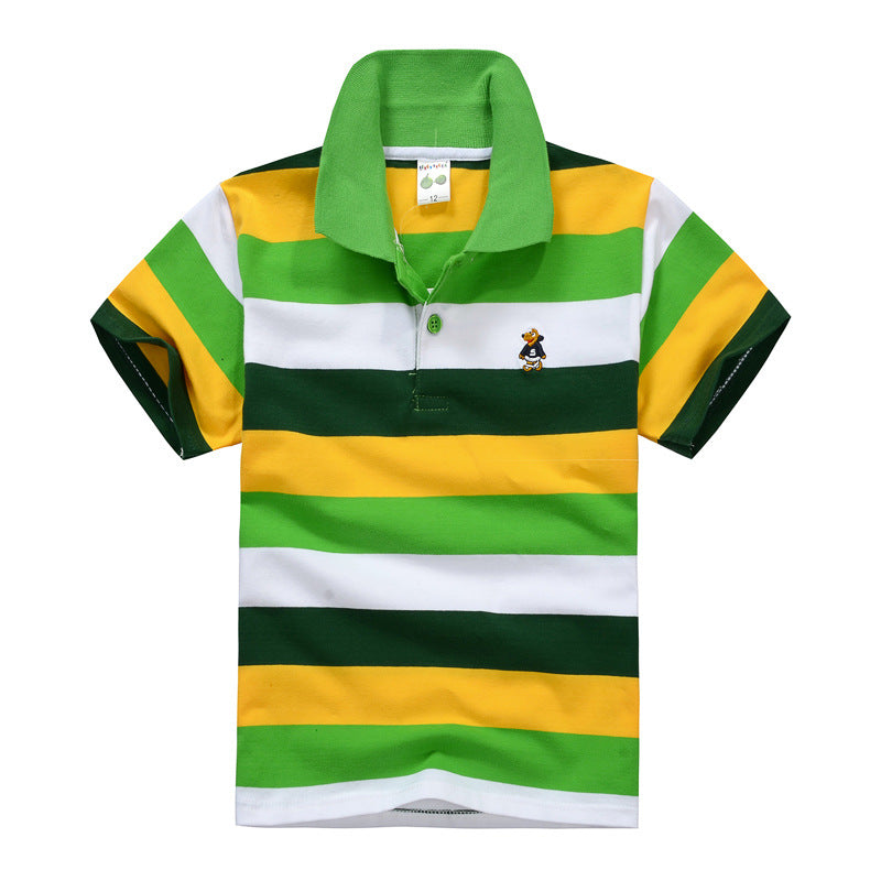 Children's T-shirt Cotton Striped Lapel Polo Shirt
