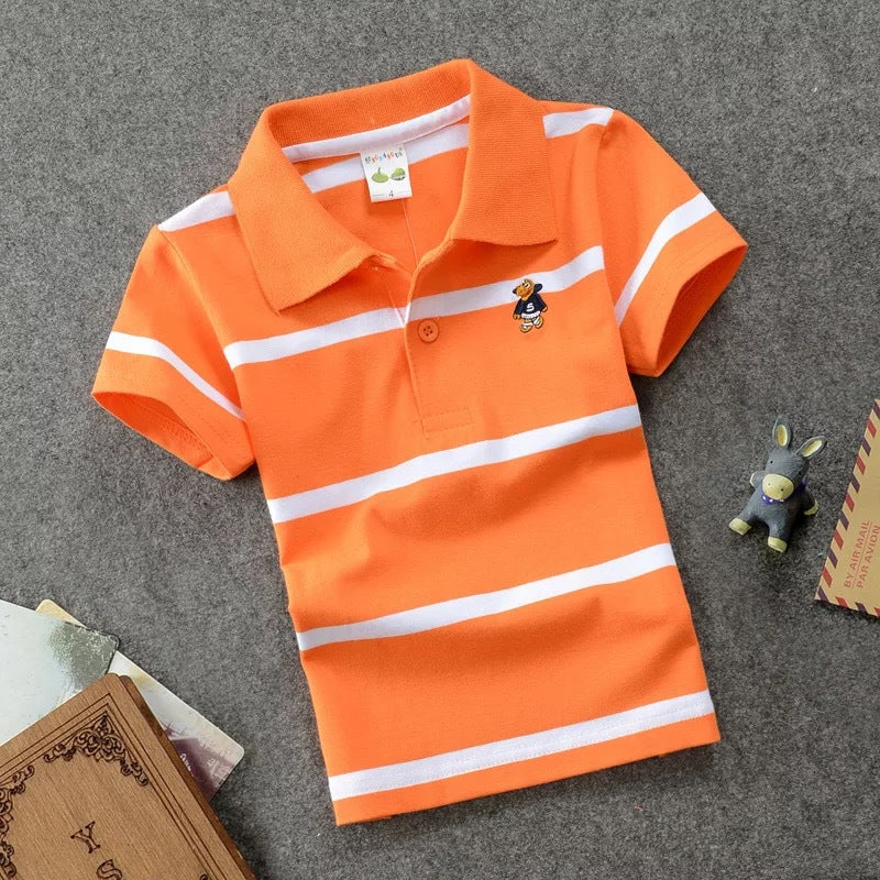 Children's T-shirt Cotton Striped Lapel Polo Shirt