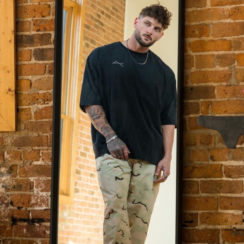 Fitness Short-sleeve Stretchy Cotton Fashionable Loose-fitting T-shirt